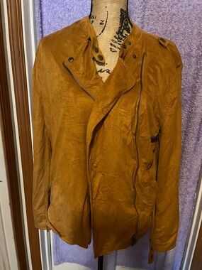 Lightweight Rust-Tan Suede-Style Shirt Jacket